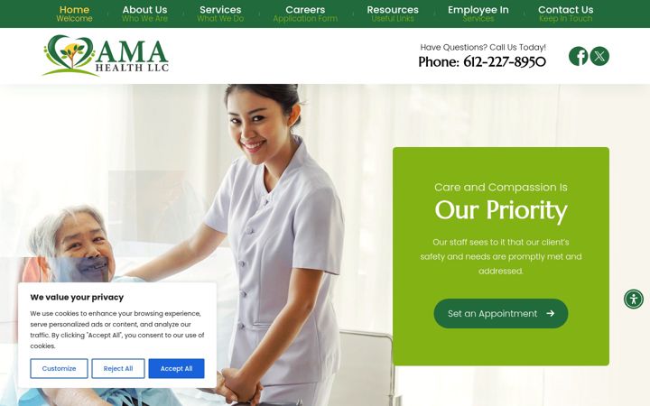 Screenshot of amahealthllc.com