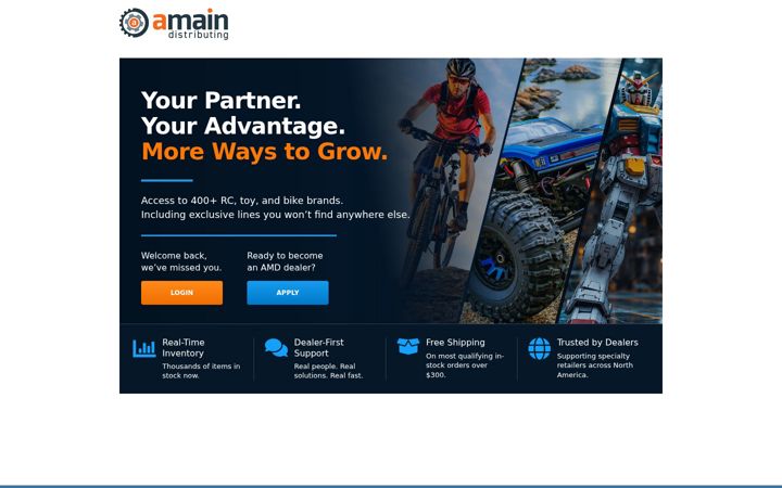 Screenshot of amaindistributing.com