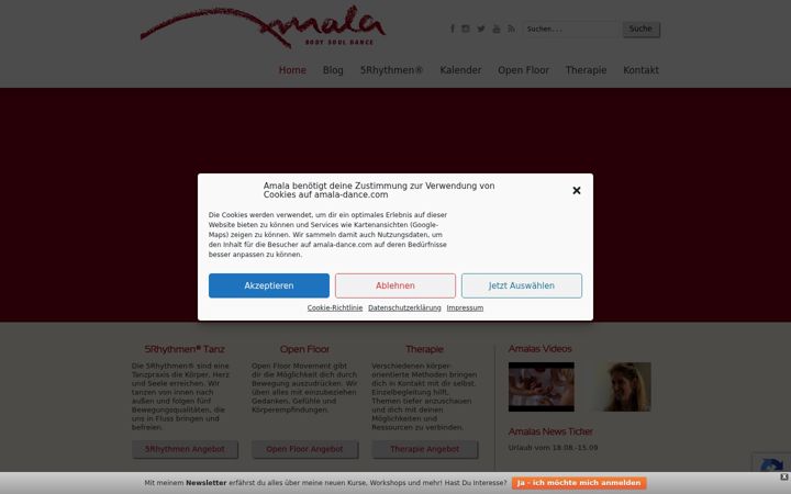 Screenshot van amala-dance.com