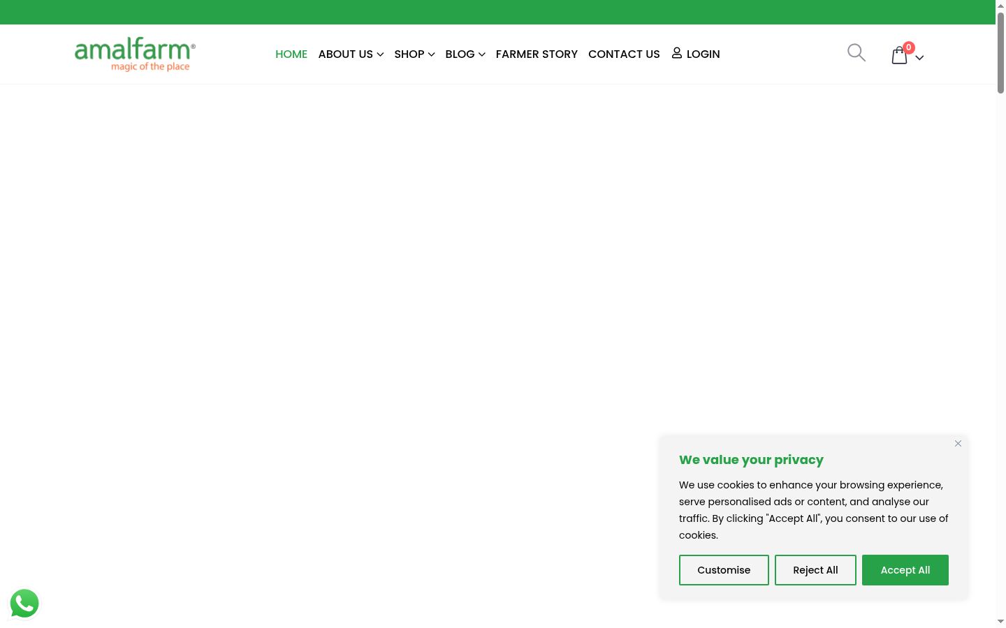 Captura de ecrã do banner de consentimento apresentado antes de qualquer interação