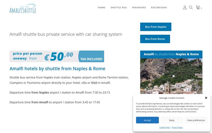 Screenshot ta' amalfishuttle.com