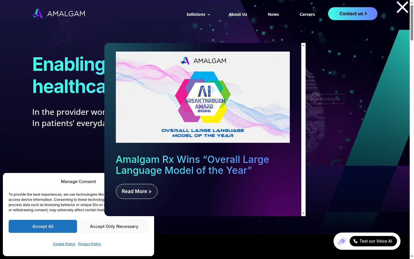 Screenshot del banner di consenso mostrato prima di qualsiasi interazione