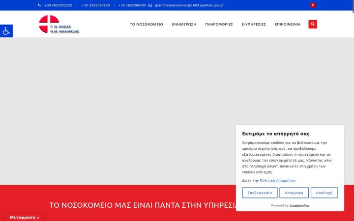 Screenshot di amaliadahospital.gr