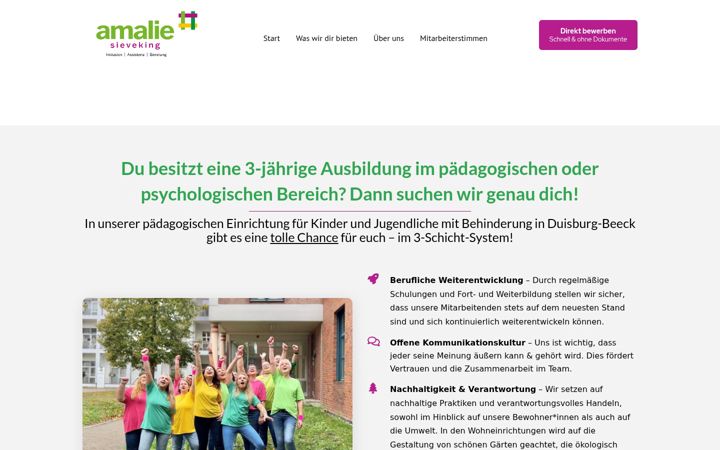 Screenshot of amalie-sieveking-karriere.de