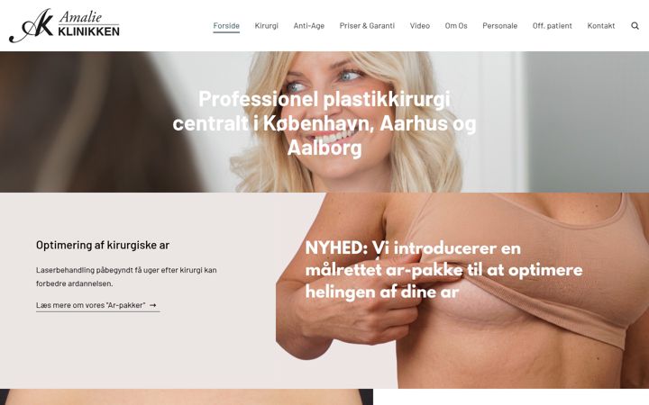 Screenshot of amalieklinikken.dk