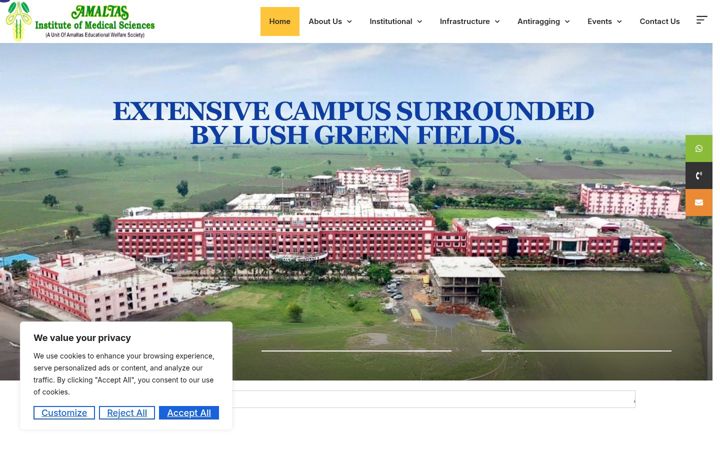 Kuvakaappaus sivustosta amaltasmedicalcollege.in