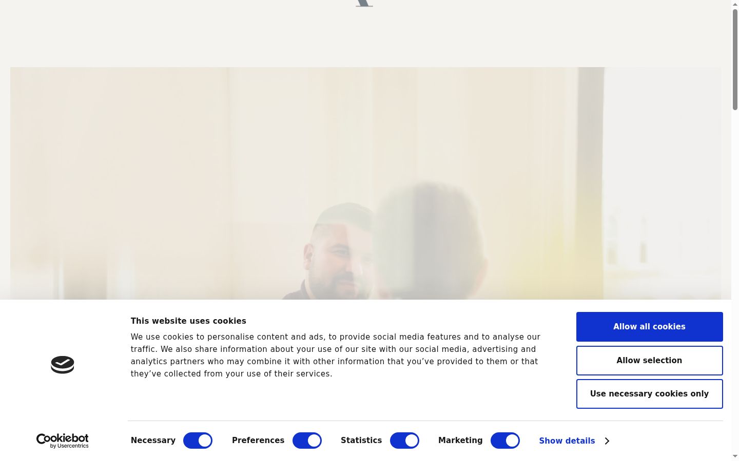 Screenshot van de toestemmingsbanner zoals getoond vóór enige interactie