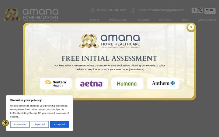 Screenshot von amanahhc.com