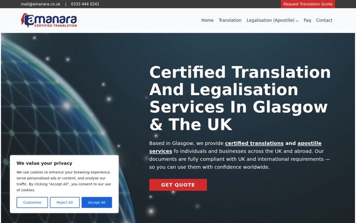 Screenshot of amanara.co.uk