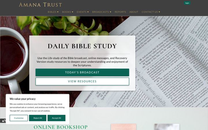 Screenshot of amanatrust.org.uk