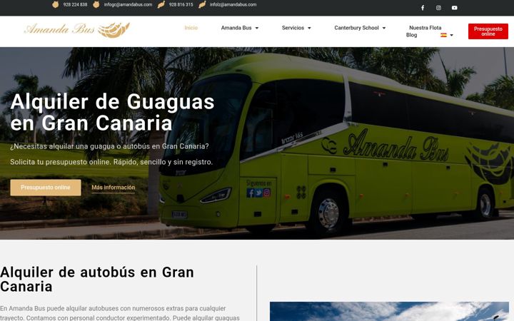 Screenshot van amandabus.com