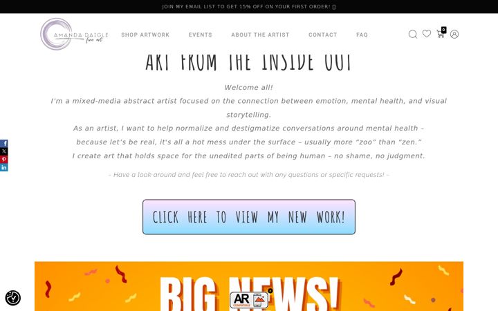Screenshot van amandadaiglefineart.com