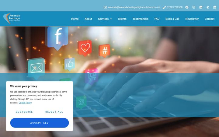 Screenshot of amandaheritagedigitalsolutions.co.uk