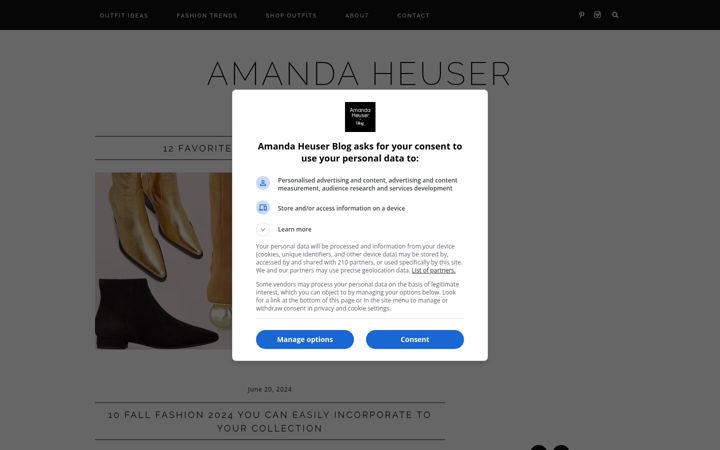 Screenshot of amandaheuserblog.com