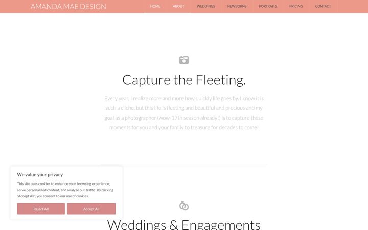 Screenshot of amandamaedesign.com