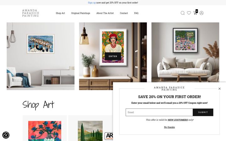 Screenshot of amandaparadicepainting.com