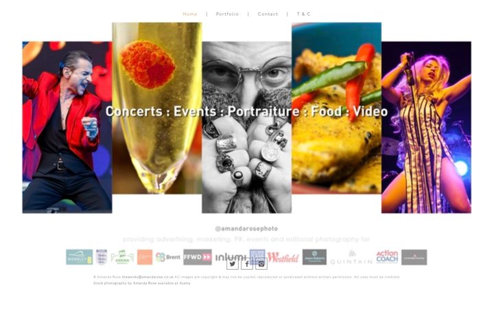Screenshot of amandarosephoto.co.uk