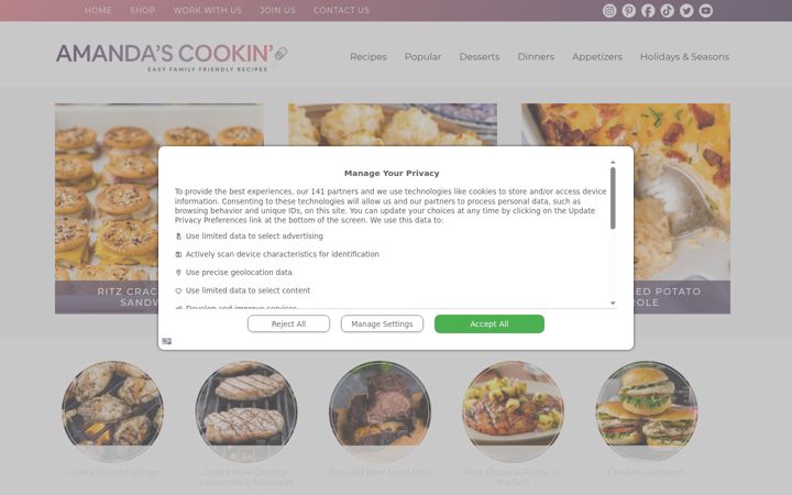 Screenshot of amandascookin.com