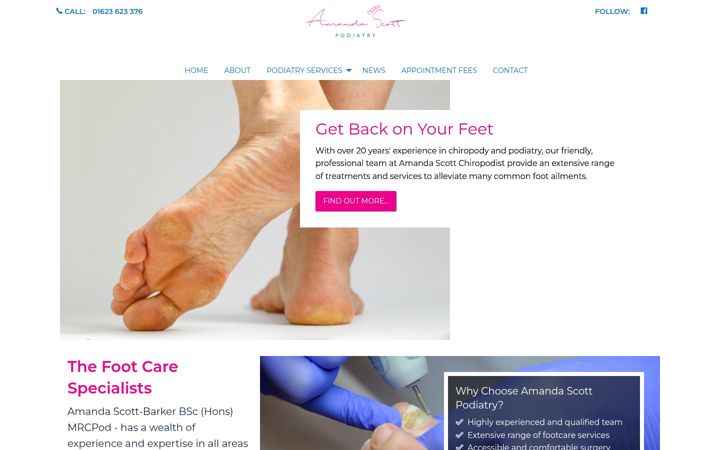 Screenshot of amandascottchiropodyandpodiatry.co.uk