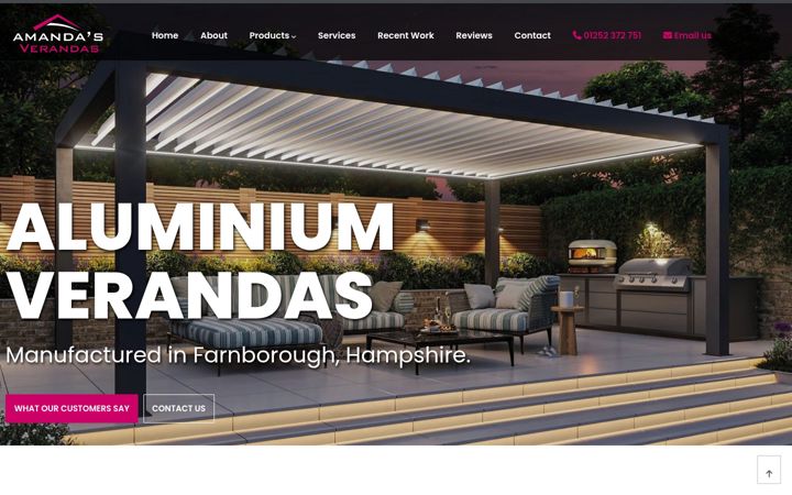 Screenshot of amandasverandas.co.uk