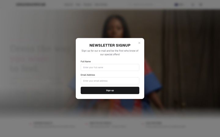 Screenshot of amandaswear.com