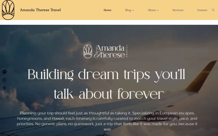 Screenshot of amandatheresetravel.com