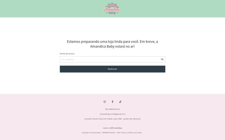 Screenshot of amandicababy.com.br