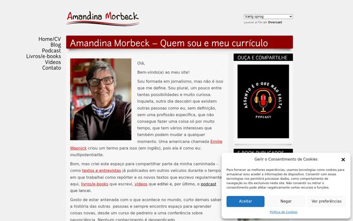 Screenshot of amandinamorbeck.com.br