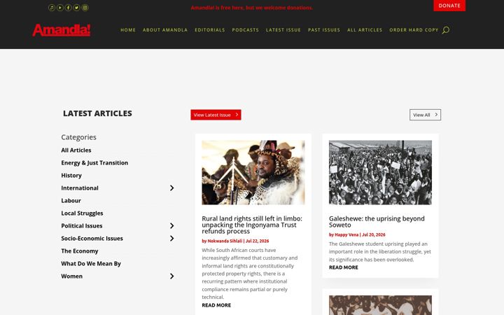 Screenshot of amandla.org.za