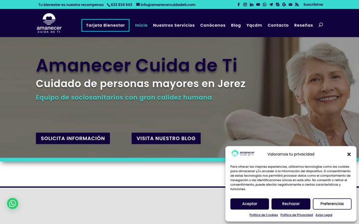 Screenshot ta' amanecercuidadeti.com
