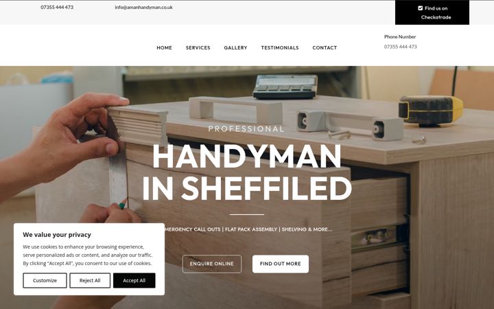 Screenshot of amanhandyman.co.uk