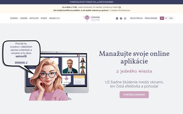 Screenshot of amani.sk
