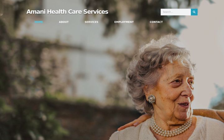 Kuvakaappaus sivustosta amanihealthcareservices.com