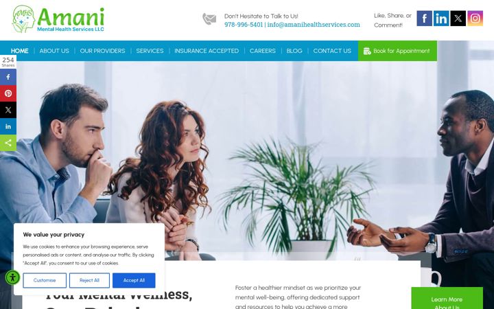 Screenshot of amanihealthservices.com