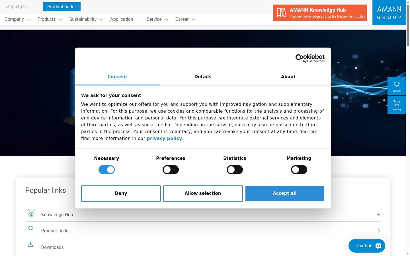 Screenshot del banner di consenso mostrato prima di qualsiasi interazione