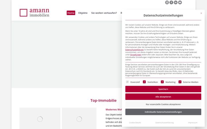 Screenshot of amannimmobilien.at