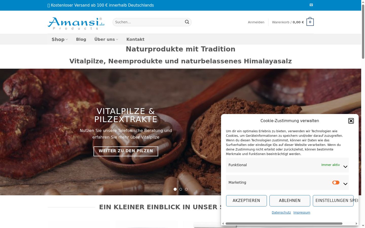 Snímek obrazovky baneru souhlasu zobrazeného před jakoukoli interakcí