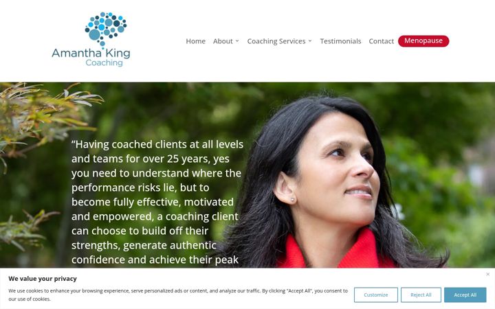 Screenshot of amanthakingcoaching.com