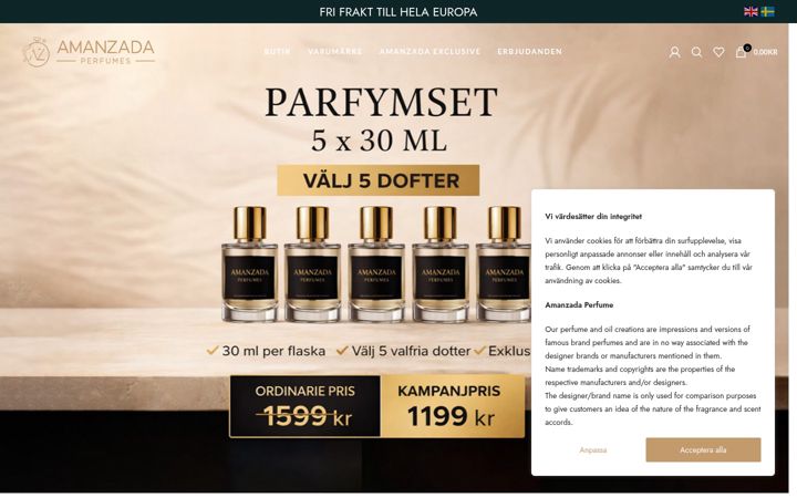 Screenshot of amanzadaperfumes.se