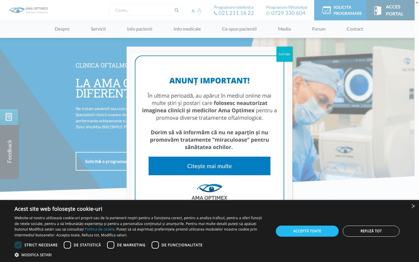 Captura de ecrã do banner de consentimento apresentado antes de qualquer interação