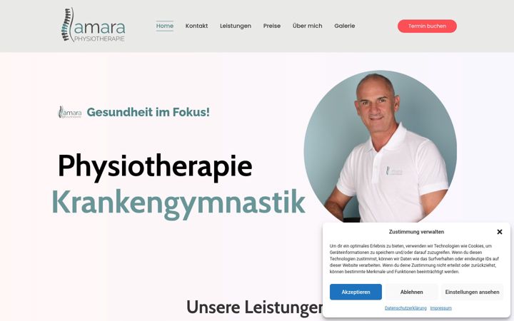 Screenshot of amaraphysiotherapie.de