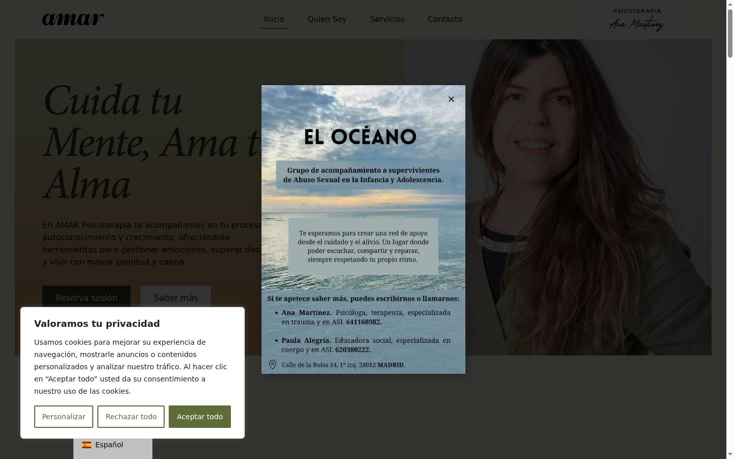Screenshot of the consent banner shown before any interaction