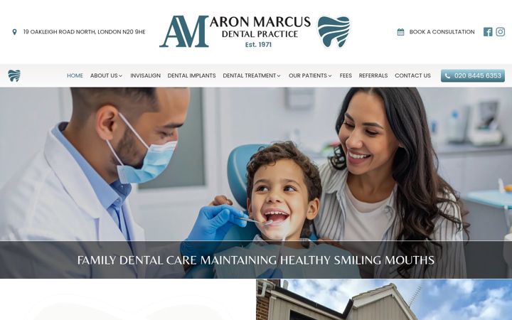 Screenshot of amarcusdental.co.uk