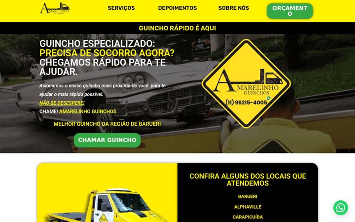 Screenshot stránky amarelinhoguinchos.com.br