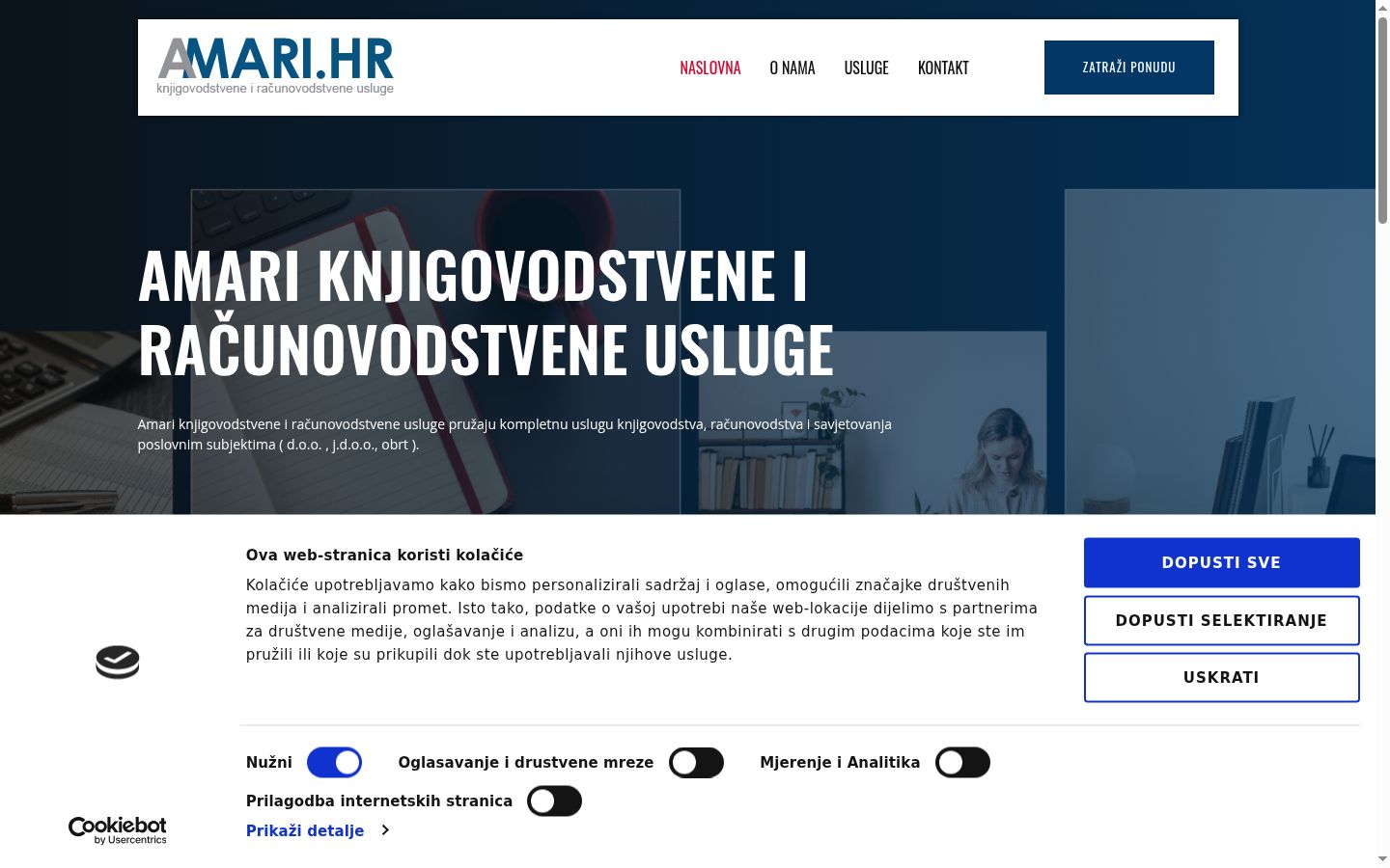 Skærmbillede af samtykkebanneret, som det blev vist før nogen interaktion