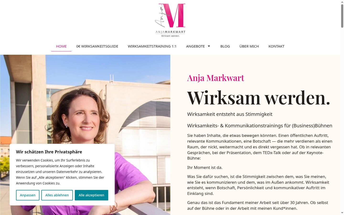 Screenshot des Einwilligungsbanners vor jeglicher Interaktion