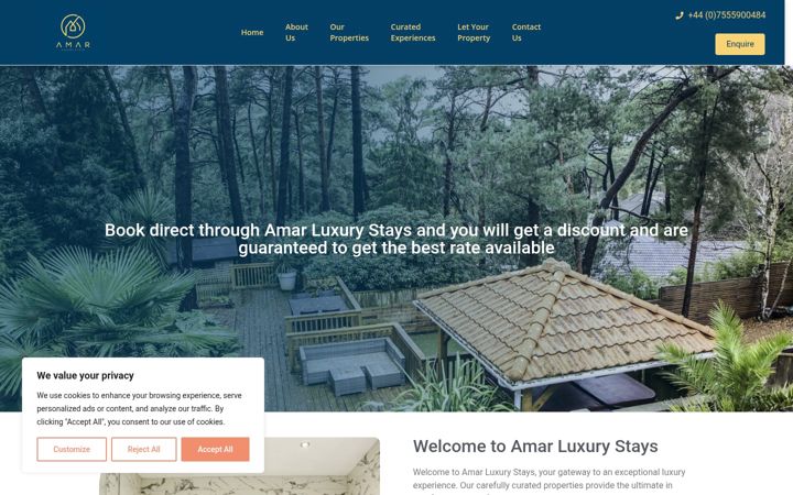 Screenshot του amarluxurystays.co.uk