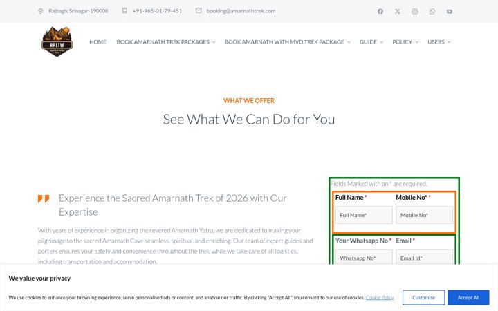 Screenshot of amarnathtrek.com