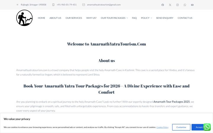 Screenshot of amarnathyatratourism.com
