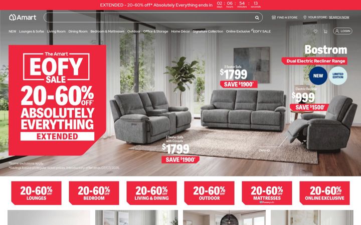 Screenshot of amartfurniture.com.au